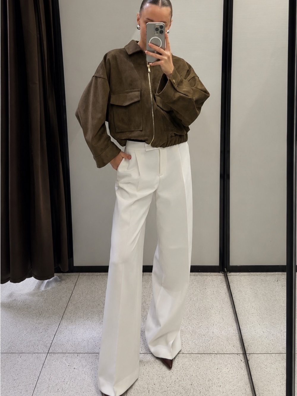ZARA BNWT FAUX SUEDE JACKET. DARK KHAKI 3046/203/507